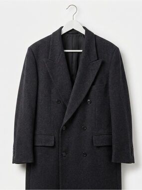 Ron CHERESKIN Italy Long Wool CASHMERE Blend Coat Overcoat Mens Size L